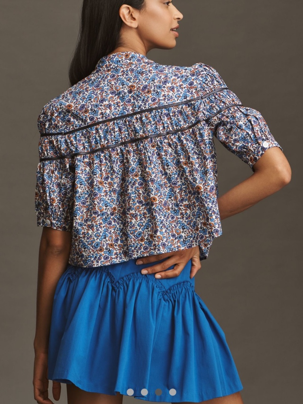Leandra Shirred Yoke Blouse by Maeve - blue - Picture 3 of 11